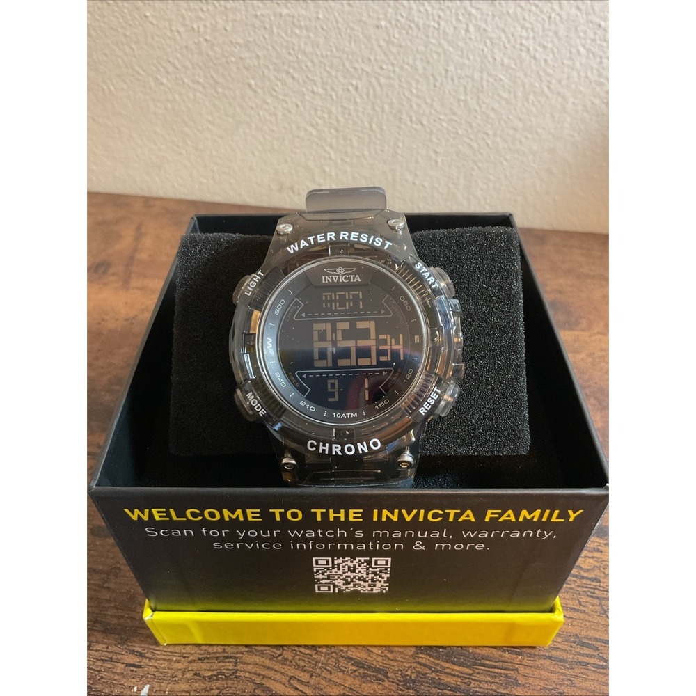 New Invicta‎ Men's Watch Racing Black Digital Dial Brown Rubber Strap (49043)